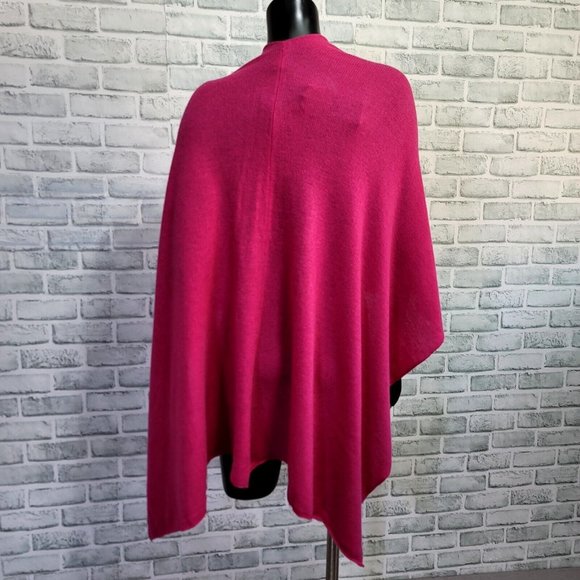 +Beryll Cashmere Serape Cape Shawl Wrap Open Front Poncho Ruana Raspberry OS - Picture 5 of 11